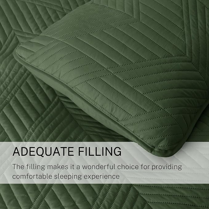 Exclusivo Mezcla California King Quilt Bedding Set, Olive Green | Lightweight - Image 5