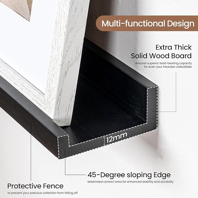 Picture Ledge Shelf, Floating Shelves Set of 2, 40 Inches Solid Wood Nursery - Image 4