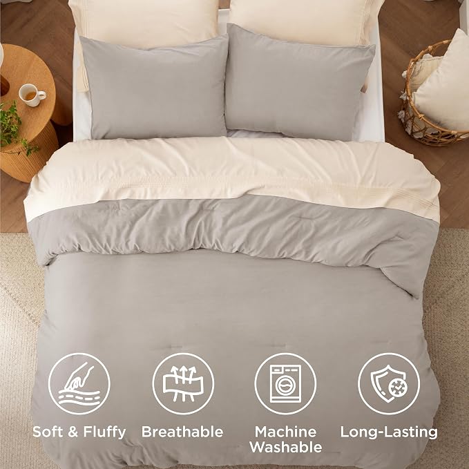 Bedsure Twin/Twin XL Comforter Set, Linen Soft Prewashed Bedding - Image 4