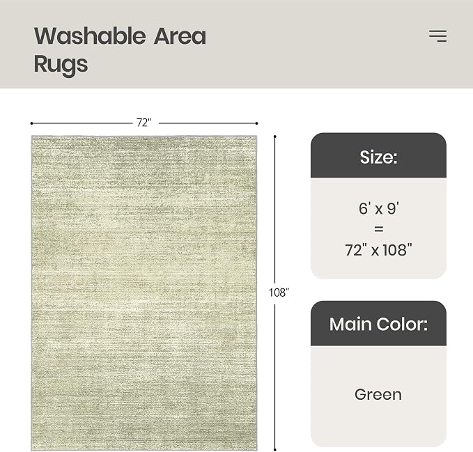 6x9 Area Rugs Non Slip, Large Washable Rugs - Image 2