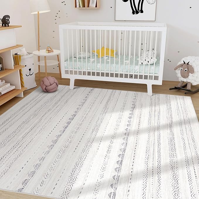 Nakagishi 7x10 Area Rug Living Room: Washable Boho Large Neutral Soft Farmhouse - Image 7