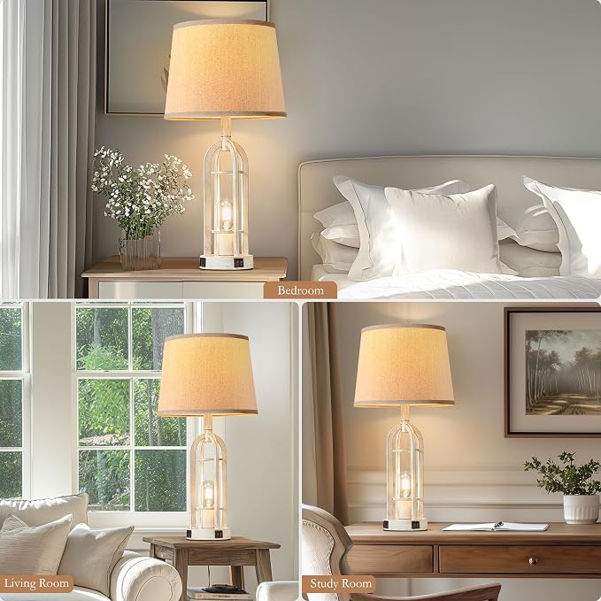 SRJJA Farmhouse Table Lamps for Living Room Set of 2 - Image 4
