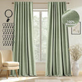 MIULEE 100% Blackout Curtains Linen Curtains & Drapes 90 Inch, Sage Green | 2 by MIULEE