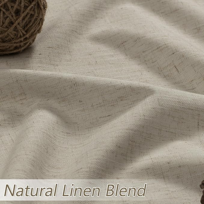 100% Blackout Linen Curtains for Bedroom 96 inches Long 8 FT, Thermal Insulated - Image 3