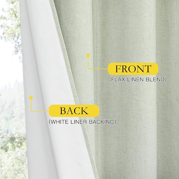 NICETOWN Extra Long Linen 100% Blackout Curtains 120" Length 2 Panels Set - Image 5