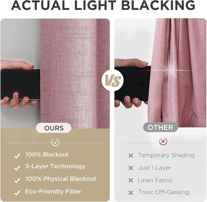 Joydeco Blackout Curtains 84 Inches Long 2 Panels Burg, Room Darkening Curtains - Image 6