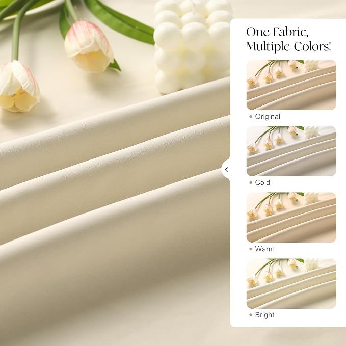 Etherealveil Beige Pinch Pleated Blackout Curtains 2 Panels 40"x112" | Back Tabs - Image 8