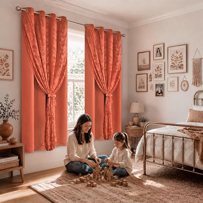 Yinhua Terracotta Curtains for Living Room Double Layer Curtain - Image 6