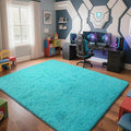 Teal Blue 5x8 Area Rugs for Bedroom, Fluffy Rug Bedroom Carpet Bedside Rug | by Yongyangjuxi