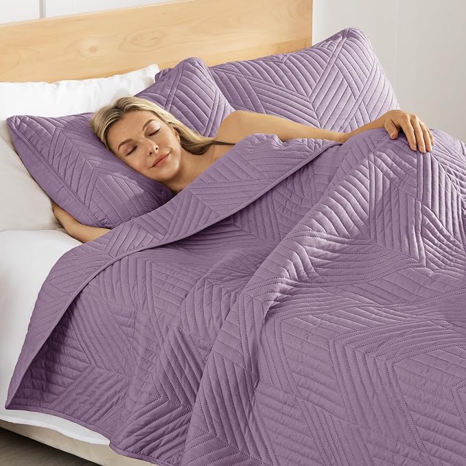 Exclusivo Mezcla California King Quilt Bedding Set, Dusty Lavender | - Image 4