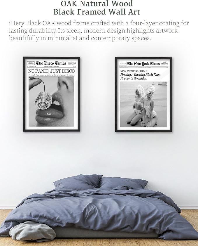 iHery 16x20in No Panic Just Disco Black Framed Newspaper Wall Art | Premium - Image 5