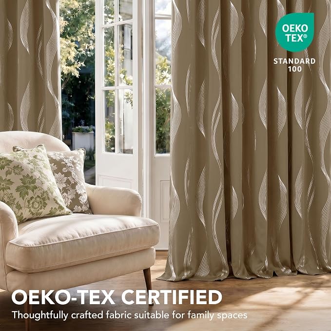 Deconovo Curtains for Living Room, Pattern Blackout Curtains 63 Inches Long | - Image 5