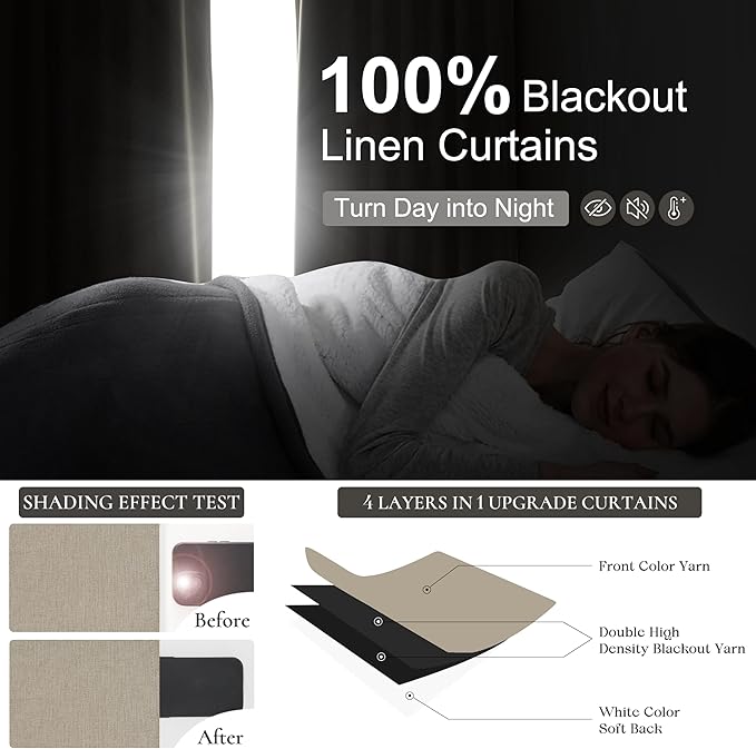 QJmydeco GreyBeige 108 Inch Curtains 2 Panel Set Burg Modern Decorative Dark - Image 2