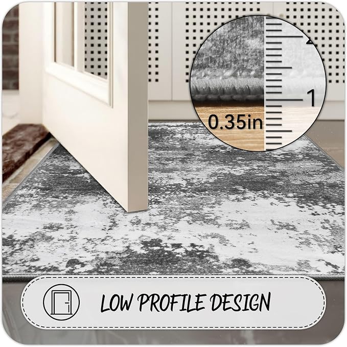 3x4 Washable Porch Rug Grey Front Door Welcome Mat 36x48 | Indoor Outdoor - Image 5