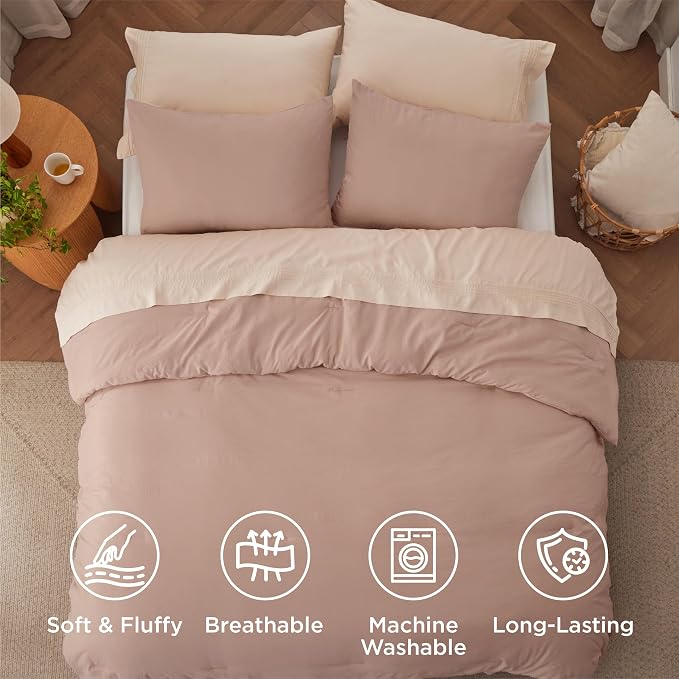 Bedsure California King Comforter Set, Light Pink Soft Prewashed Bedding - Image 4