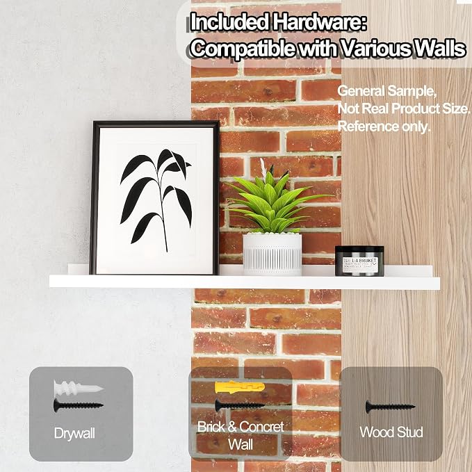 White Floating Shelves for Wall Decor, 56 in Shelf - Image 5