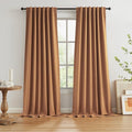 Burnt Orange Blackout Linen Curtains, 2 Panels Set, Farmhouse Style, Rod Pocket by KEQIAOSUOCAI