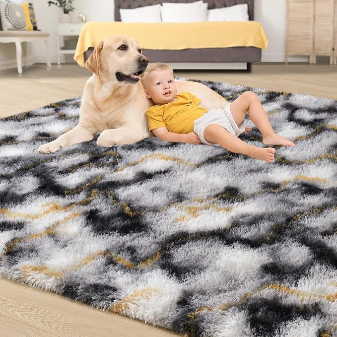 Fluffy Large Rugs for Living Room, Area Rug 6x9 Soft Carpet for Bedroom - Image 4