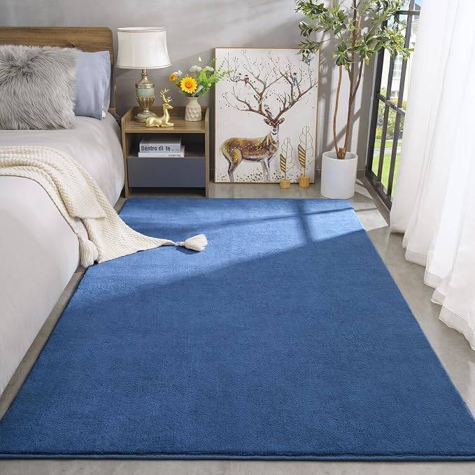 Large Area Rugs for Bedroom Living Room, 6x9 Blue Memory Foam Rug | Thickened - Image 2