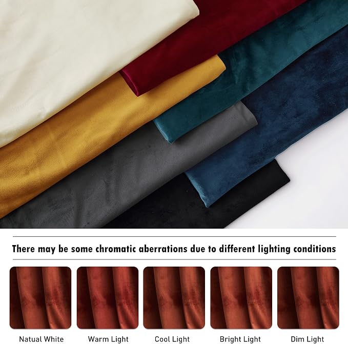 RYB HOME Rust Red Velvet Curtains 84 inches Long, Thermal Insulated Panel - Image 6