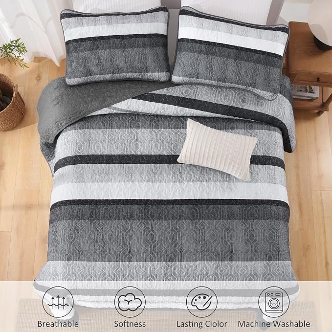 Dobuyly Full Size Boho Quilt Set, Breathable All-Season, 3-Piece Set Fits King - Image 9