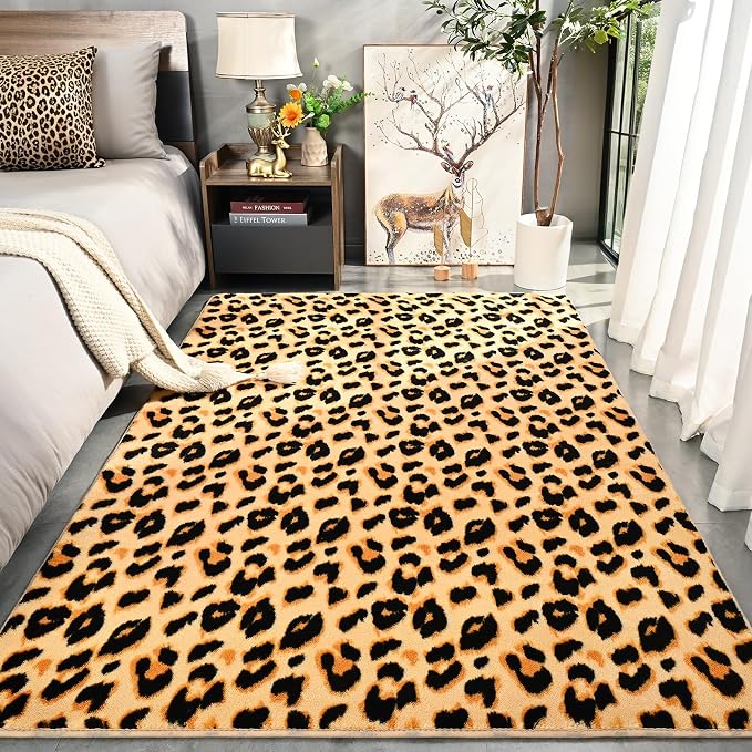 Soft Leopard Rugs for Bedroom Living Room, 4x6 Cheetah Print Rug | Fluffy - Image 2