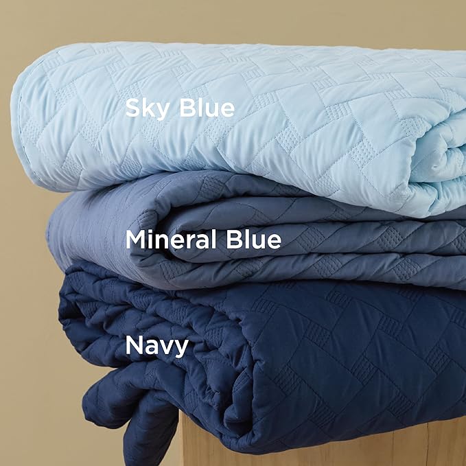 Bedsure King Size Quilt, Lightweight Comforter Set, Mineral Blue Bedspread | - Image 3