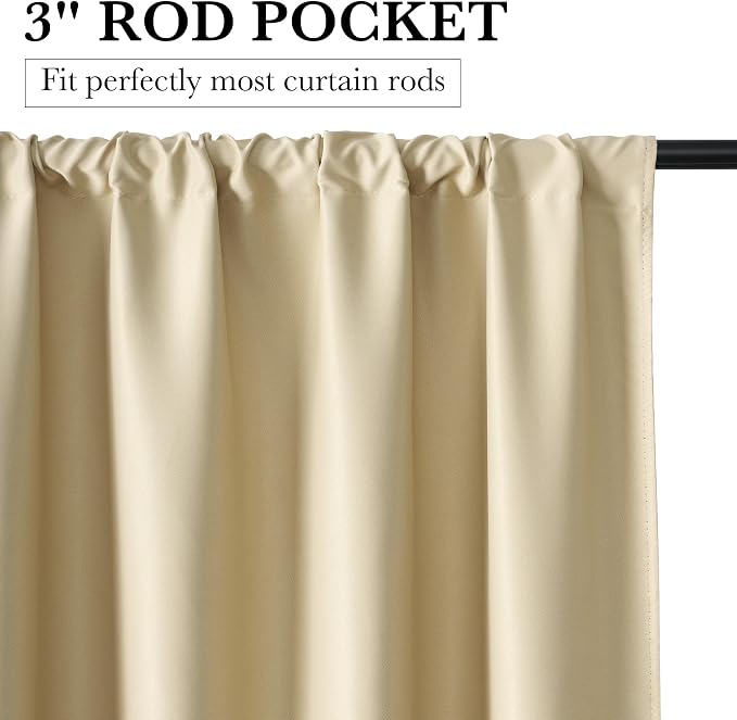 RYB HOME Bedroom Blackout Curtains 54 inches Long, 100% Blackout | Thermal - Image 2