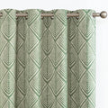 jinchan Sage Green Blackout Curtains Geometric Grommet 63 inch 2 Panels | Room by JINCHAN