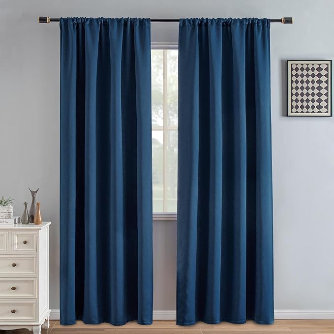 IGEMAEVE Blackout Curtains for Bedroom Rod Pocket Navy Blue 52" W x 84" L | by IGEMAEVE