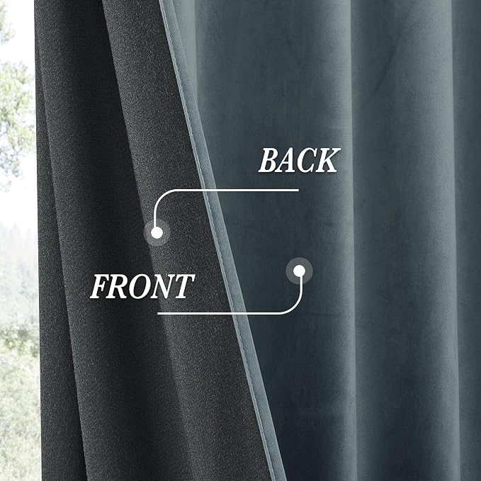 RYB HOME Velvet Curtains 120 inches Long, Extra Long High Ceiling Curtains | - Image 4