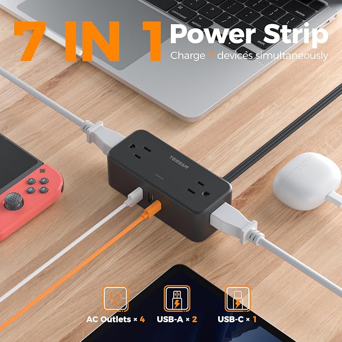 TESSAN Extension Cord 5 FT, Power Strip - Image 2