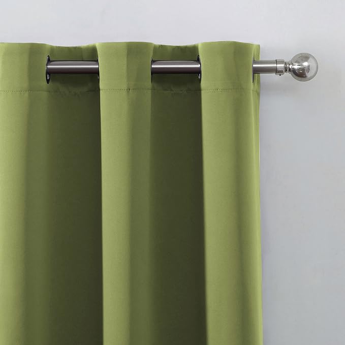 100% Blackout Curtains 52 x 63 Inch/Olive Green Curtains 2 Panels - Image 8