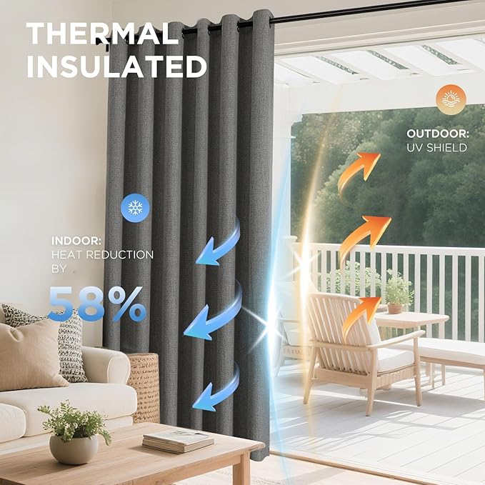Joydeco Blackout Curtains 84 Inches Long 2 Panels Burg, Room Darkening Curtains - Image 4
