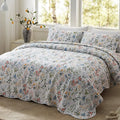 3-Piece King Size Quilt Set Lightweight Bedspread Coverlet 98''x106'' Garden by LEAONME