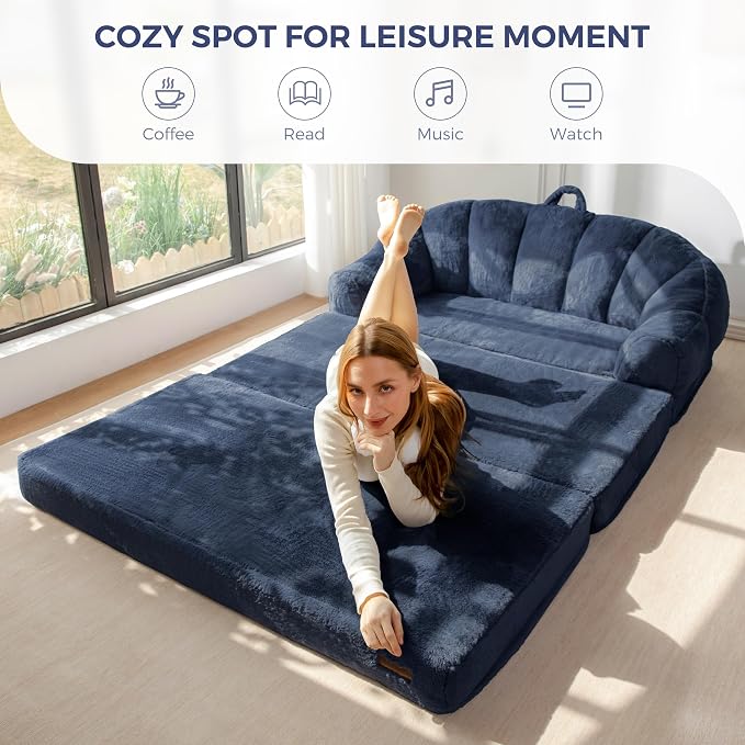 MAXYOYO Folding Sofa Bed, 2 in 1 Convertible Sofa to Lounger | Comfy Loveseat - Image 3