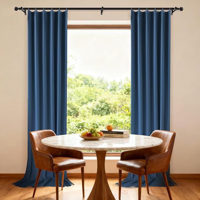 Etherealveil Navy Blue Pinch Pleated Blackout Curtains 2 Panels 40"x112" | Back - Image 4