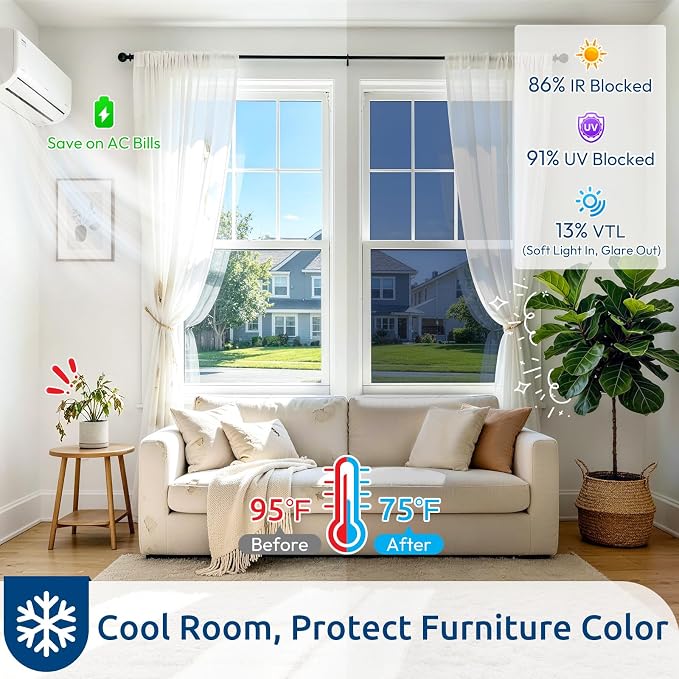 rabbitgoo Window Privacy Film One Way, 29.5" x 157.4", Heat Sun Blocking Anti - Image 2