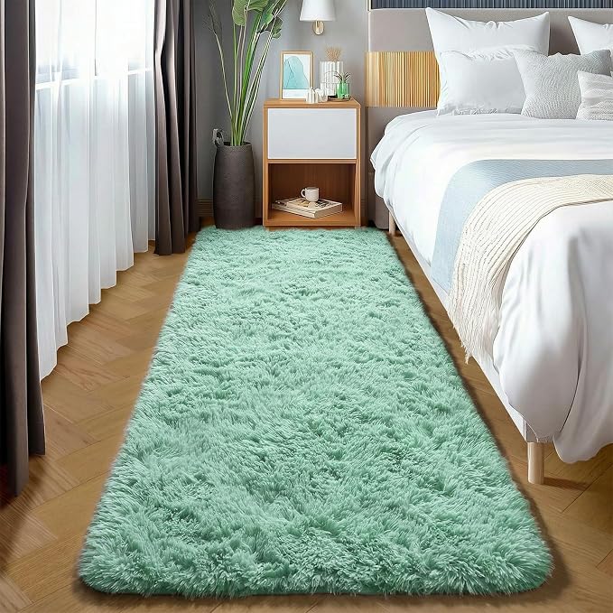 Sage Green Runner Rugs for Bedroom Living Room, Fluffy 2x6 Bedside Hallway Area - Image 6