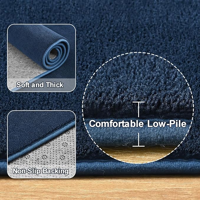 Navy Blue Area Rugs for Bedroom Living Room, 6x9 Memory Foam Rug | Thickened - Image 5