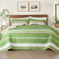 Whale Flotilla Reversible Green Print Quilt King Size by WHALEFLOTILLA