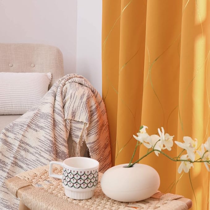 Deconovo Curtains for Living Room, Pattern Blackout Curtains 63 Inches Long | - Image 5