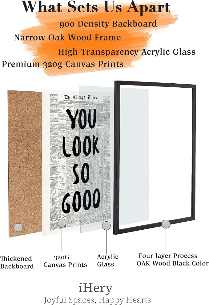 iHery 12x16in You Look So Good Framed Newspaper Wall Art | Premium Black OAK - Image 4