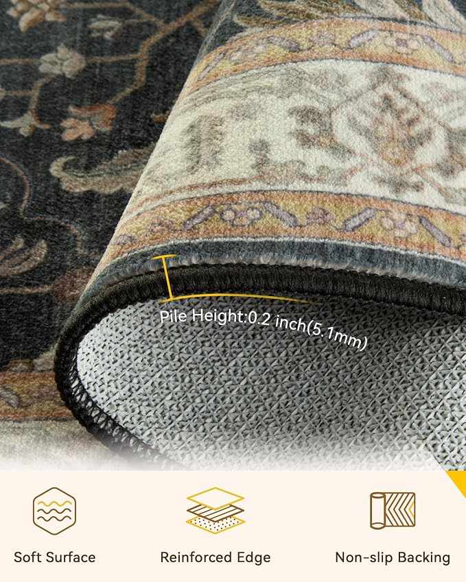 RELEANY Washable Area Rug, Square 6'x6', Water Repellent, Pet Friendly - Image 2