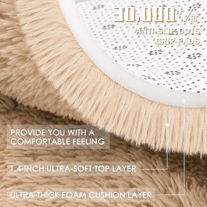 OLANLY 5x5 Area Rugs for Living Room Bedroom, Machine Washable Soft Fluffy - Image 8