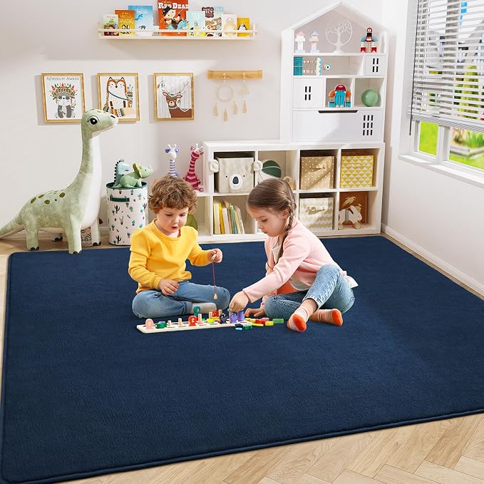 Navy Blue Area Rugs for Bedroom Living Room, 4x6 Memory Foam Rug | Thickened - Image 3