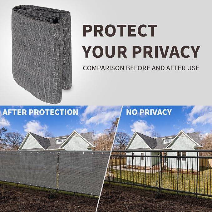 LOVE STORY Custom Size 3' x 4' Balcony Privacy Screen Cover, Dark Grey | HDPE - Image 5