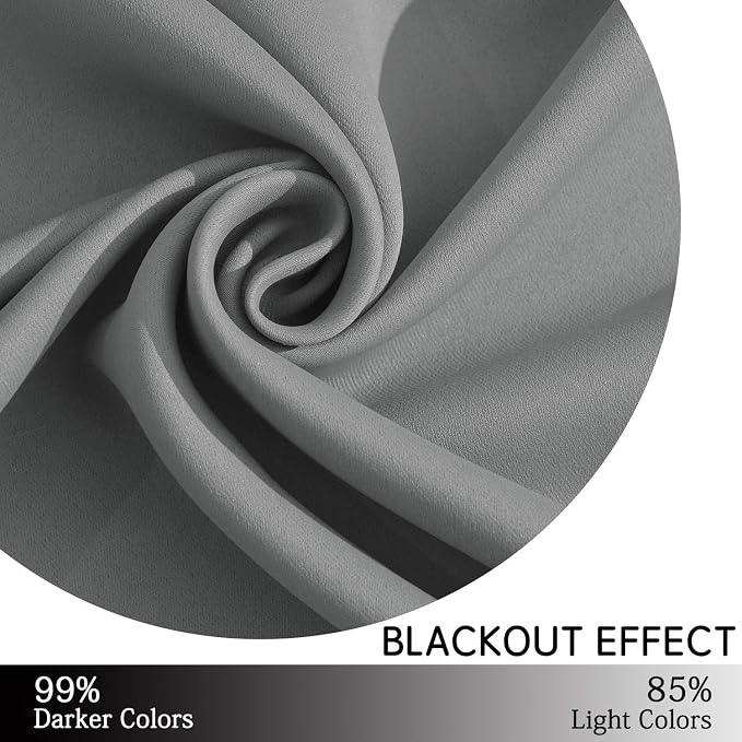Yakamok Grey Room Darkening Curtains 52x45 inch Gray Grommet-Living Room | 2 - Image 6