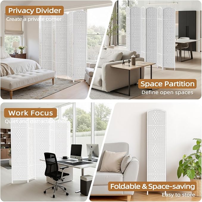 HALLYBEE Room Divider Panel, 6 Panel Partition Room Dividers Screen, Privacy - Image 7