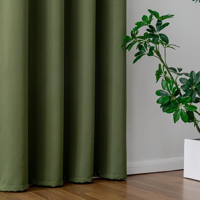 IGEMAEVE Blackout Curtains for Bedroom Grommet Olive Green 52" W x 84" L | - Image 5
